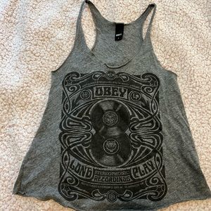 URBAN OUTFITTERS OBEY GREY TANK TOP SIZE S